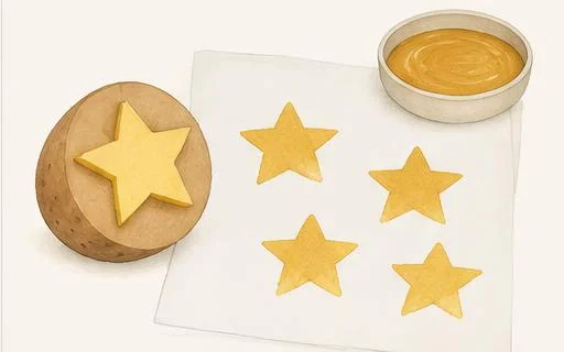 Stjerner med potetstempel juleverksted